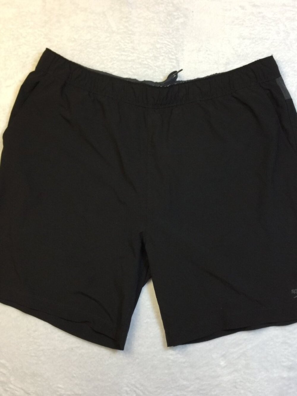 Speedo Swim Trunks Board Shorts Mens XXL 2XL Black Elastic Waist Pockets Lined
